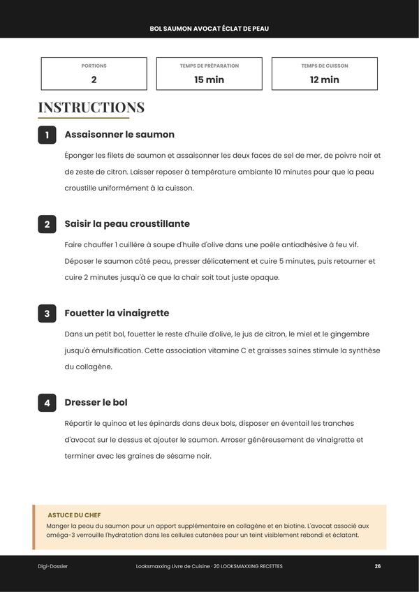 Exemple de page d'instructions &mdash; Livre de recettes Looksmaxxing