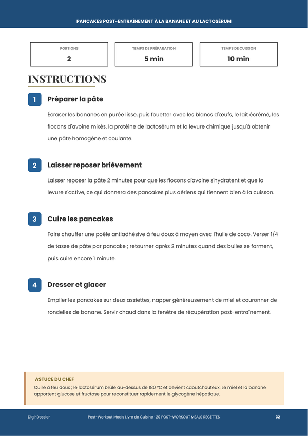 Exemple de page d'instructions &mdash; Repas Post-Entraînement