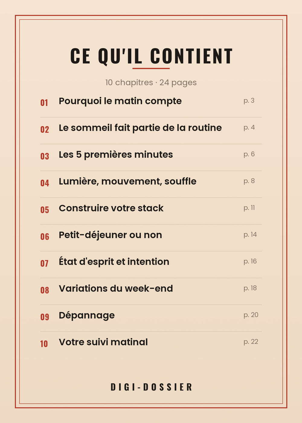 Ce qu'il contient — tous les chapitres