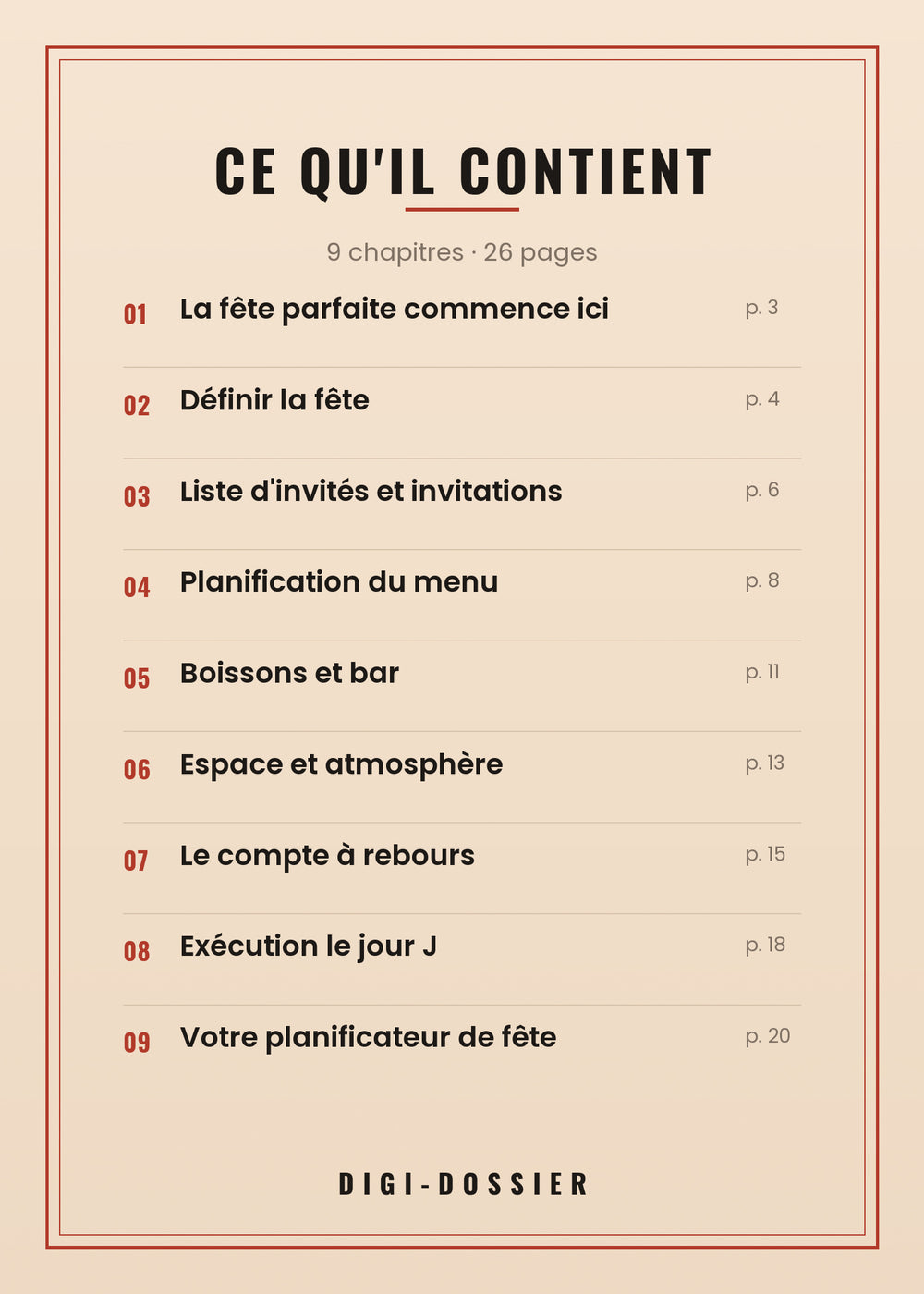 Ce qu'il contient — tous les chapitres