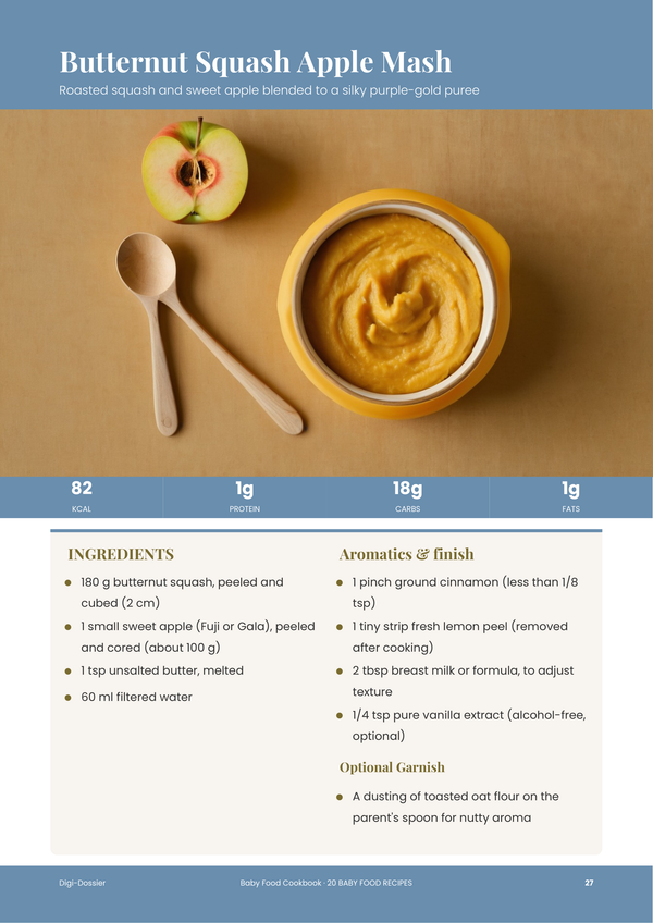 Sample recipe page &mdash; Baby Food Cookbook