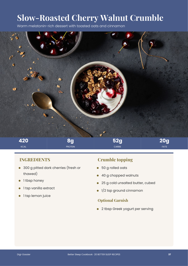 Sample recipe page &mdash; Better Sleep Cookbook