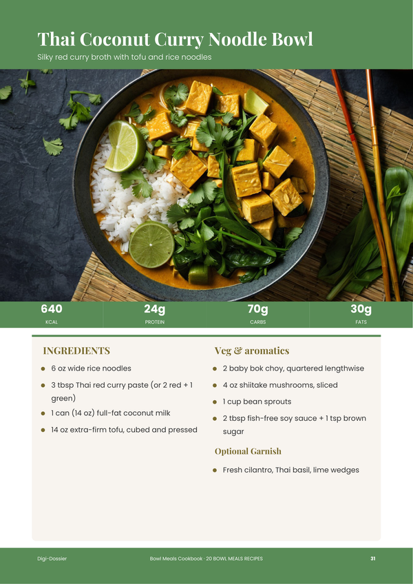 Sample recipe page &mdash; Bowl Meals Cookbook