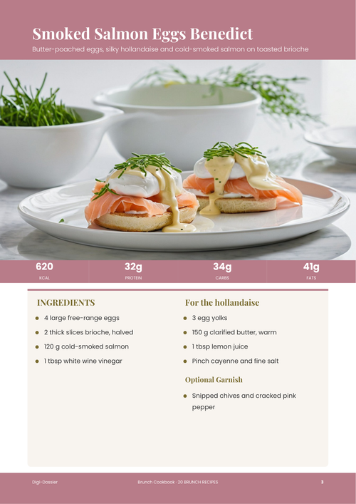 Sample recipe page &mdash; Smoked Salmon Eggs Benedict (Brunch Recipe)