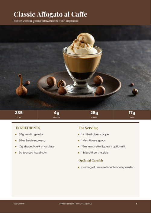 Sample recipe page &mdash; Classic Affogato al Caffe (Espresso Over Gelato)