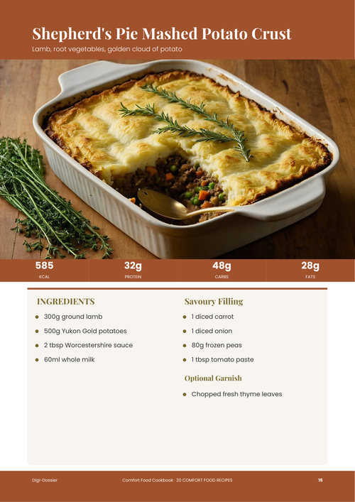 Sample recipe page &mdash; Shepherd's Pie with Mashed Potato Crust (Classic Comfort Bake)