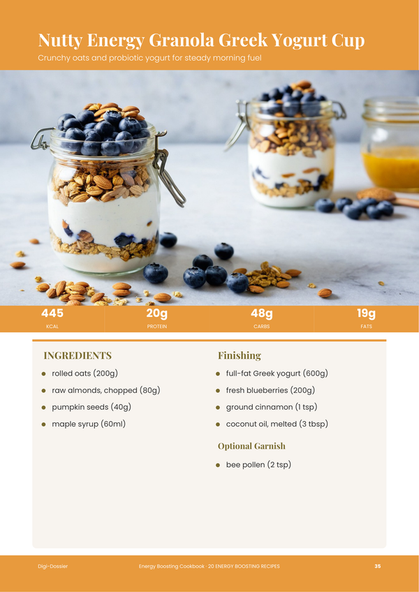 Sample recipe page &mdash; Energy Boosting Cookbook