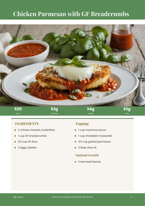 Sample recipe page &mdash; Chicken Parmesan with GF Breadcrumbs (Crispy Gluten-Free Recipe)