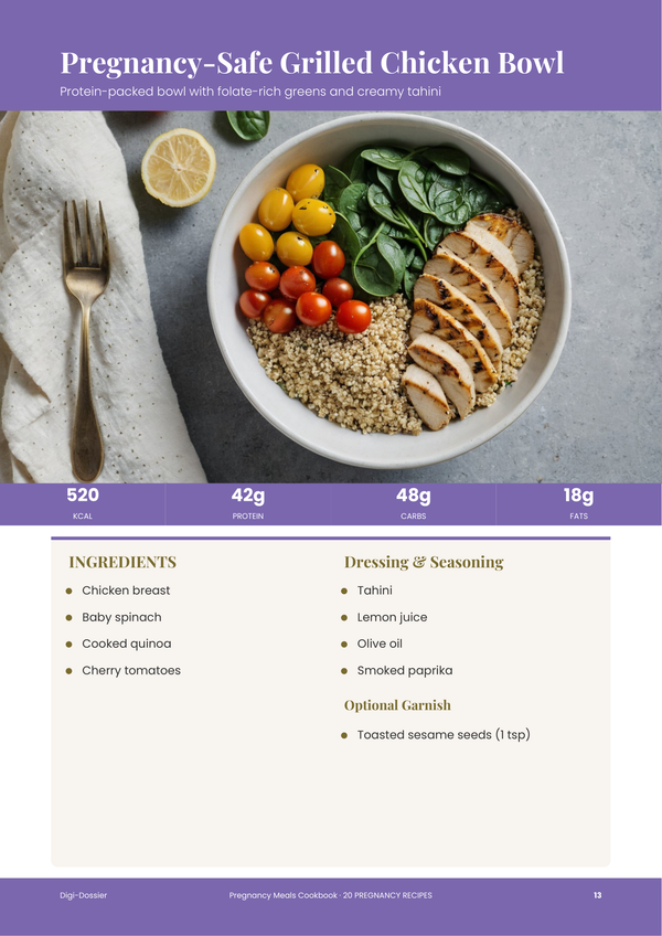 Sample recipe page &mdash; Pregnancy Meals