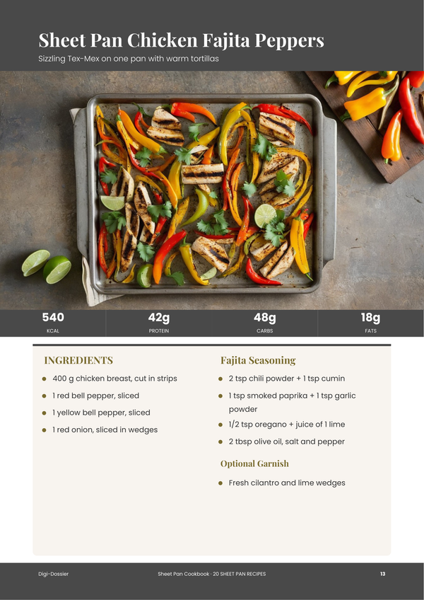 Sample recipe page &mdash; Sheet Pan Cookbook
