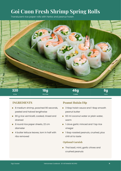Sample recipe page &mdash; Goi Cuon Fresh Shrimp Spring Rolls (No-Cook Rice Paper Rolls)
