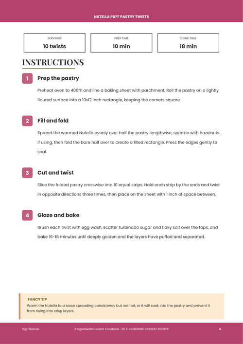 Sample instruction page &mdash; Nutella Puff Pastry Twists (Easy 3-Ingredient Dessert)