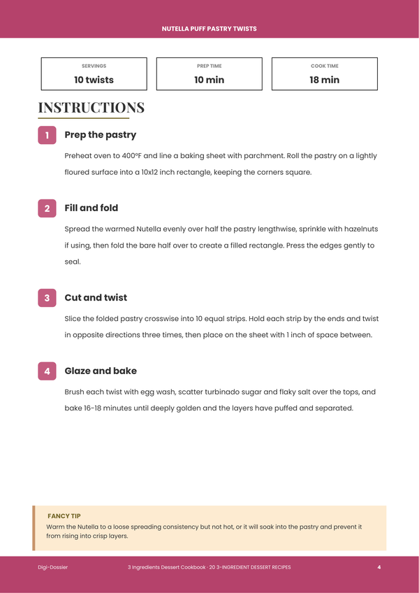 Sample instruction page &mdash; 3 Ingredients Dessert