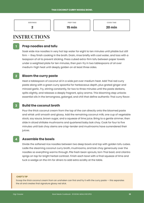 Sample instruction page &mdash; Thai Coconut Curry Noodle Bowl (Silky Red Curry Recipe)