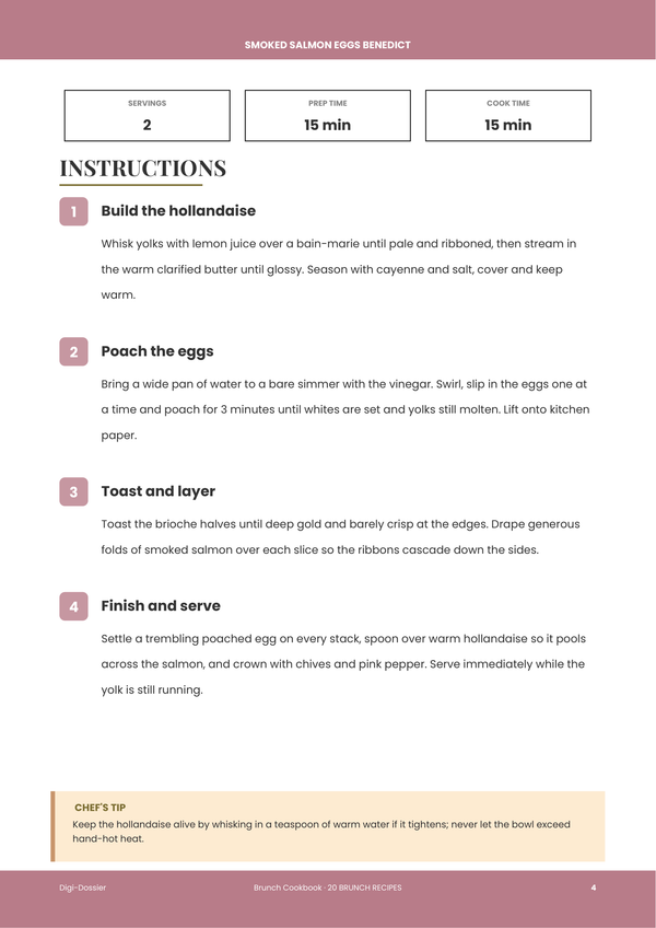 Sample instruction page &mdash; Brunch Cookbook