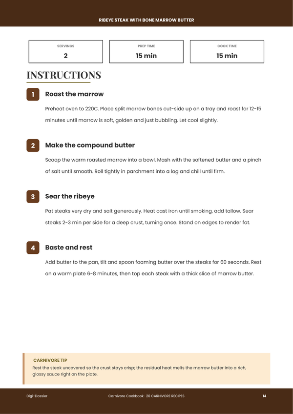 Sample instruction page &mdash; Carnivore Cookbook
