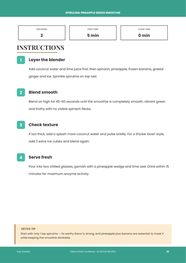 Sample instruction page &mdash; Detox Drinks