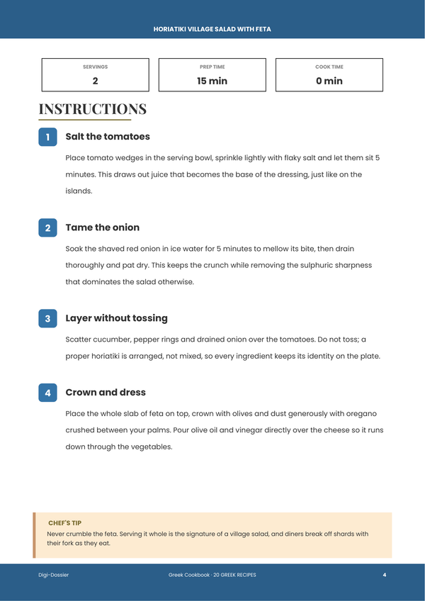 Sample instruction page &mdash; Greek Cookbook