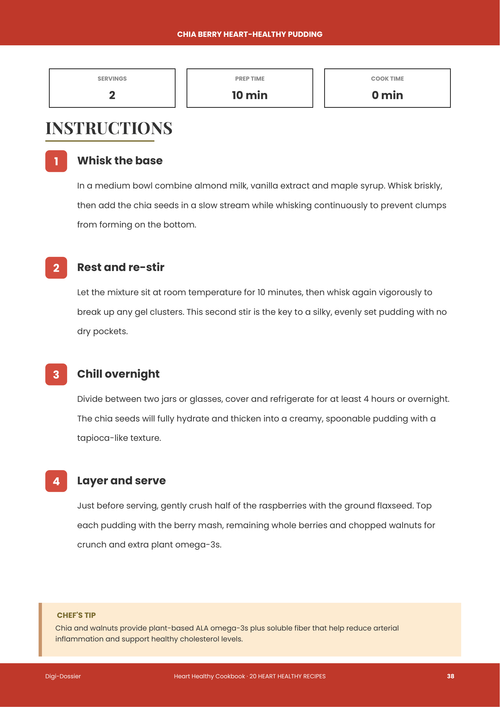 Sample instruction page &mdash; Chia Berry Heart-Healthy Pudding (Overnight Omega-3 Recipe)