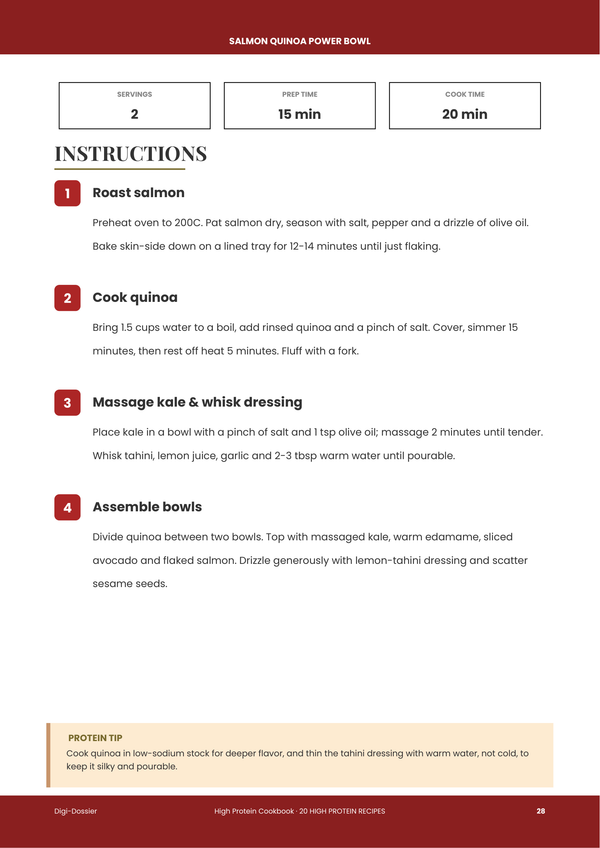 Sample instruction page &mdash; High Protein