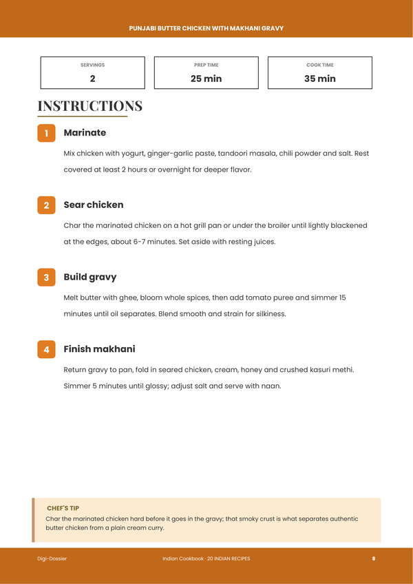 Sample instruction page &mdash; Indian Cookbook