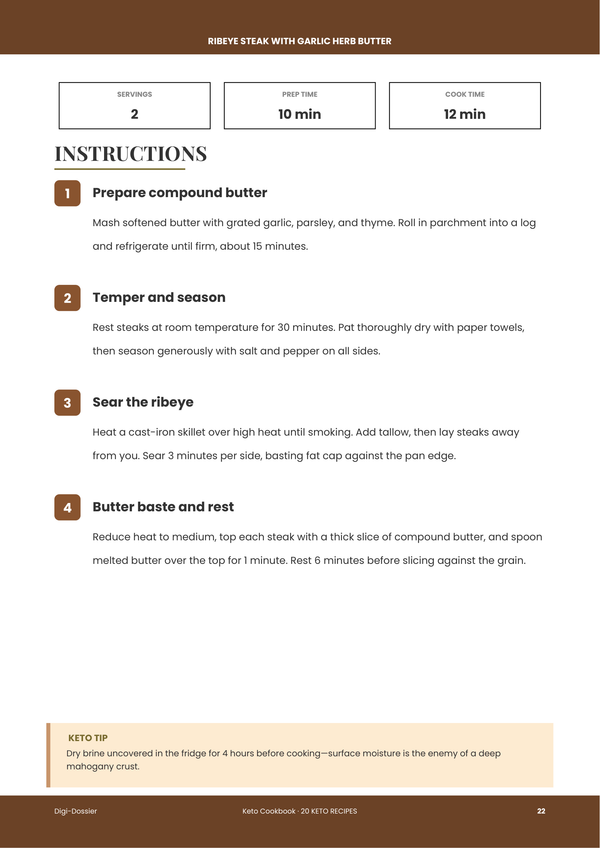 Sample instruction page &mdash; Keto Cookbook