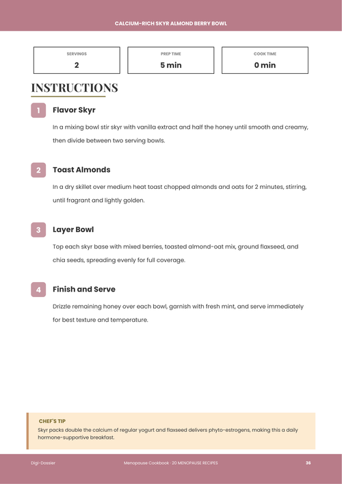 Sample instruction page &mdash; Calcium-Rich Skyr Almond Berry Bowl (5-Minute Bone-Strengthening Breakfast)