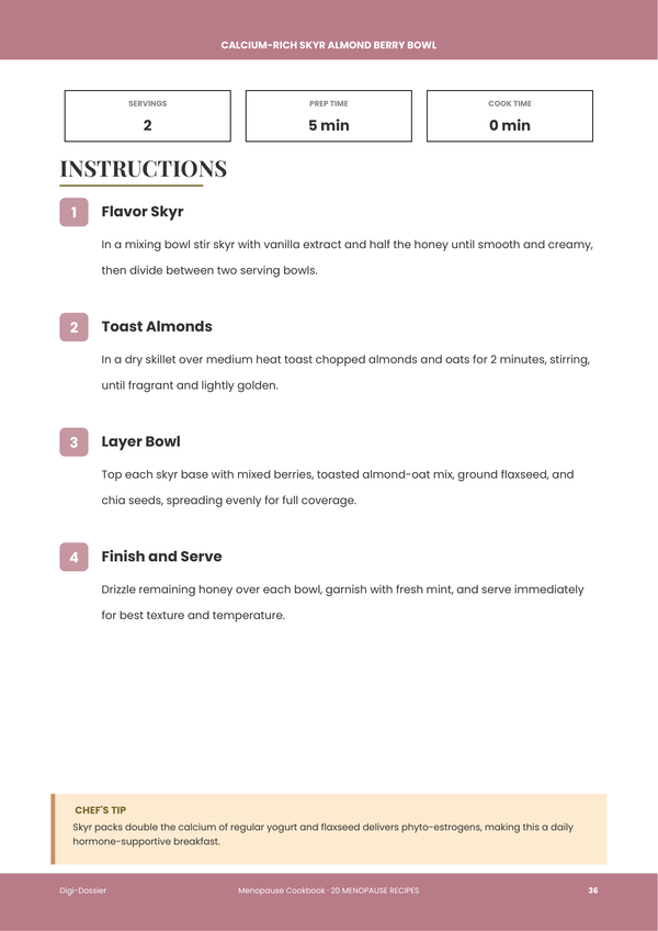 Sample instruction page &mdash; Menopause Cookbook