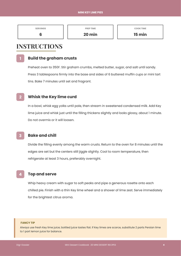 Sample instruction page &mdash; Mini Dessert