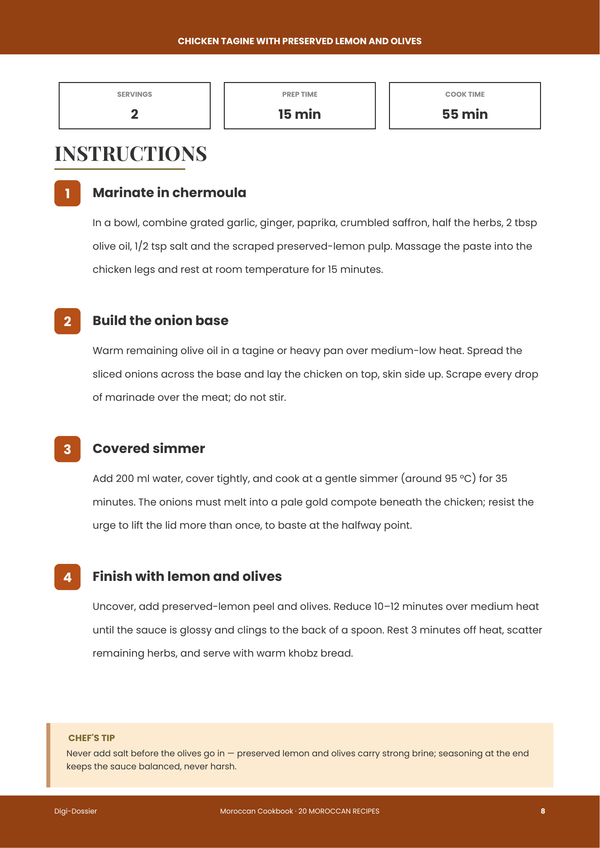 Sample instruction page &mdash; Moroccan Cookbook