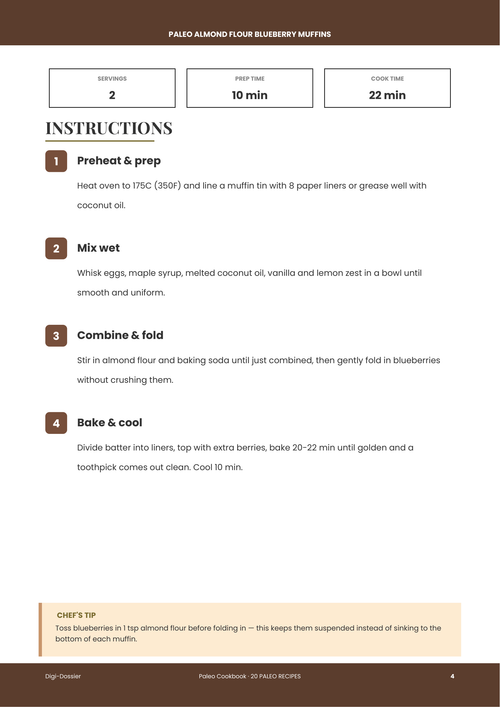 Sample instruction page &mdash; Paleo Almond Flour Blueberry Muffins (Grain-Free & Fluffy)