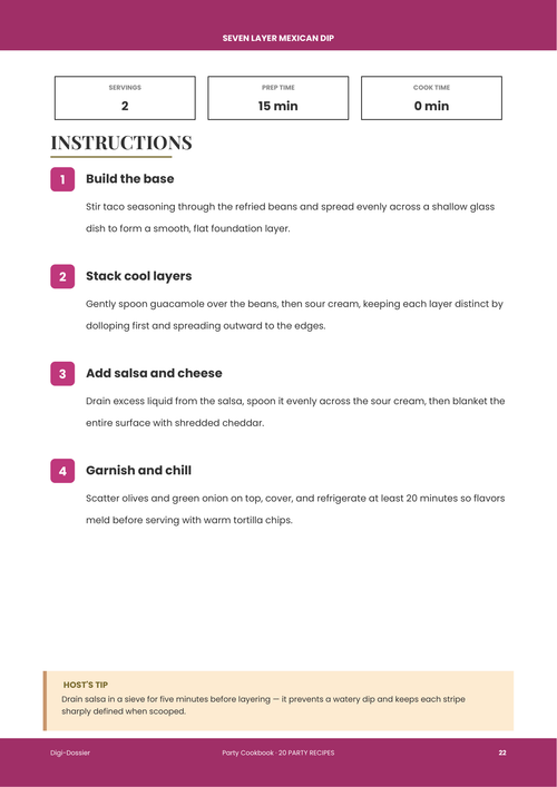 Sample instruction page &mdash; Seven Layer Mexican Dip (Make-Ahead Party Platter)