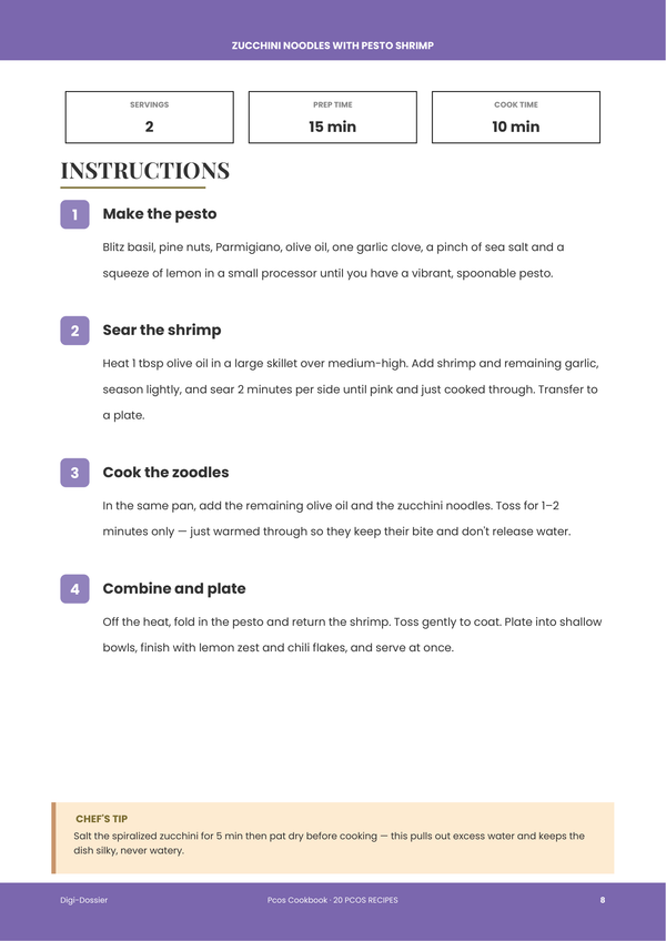 Sample instruction page &mdash; PCOS Cookbook