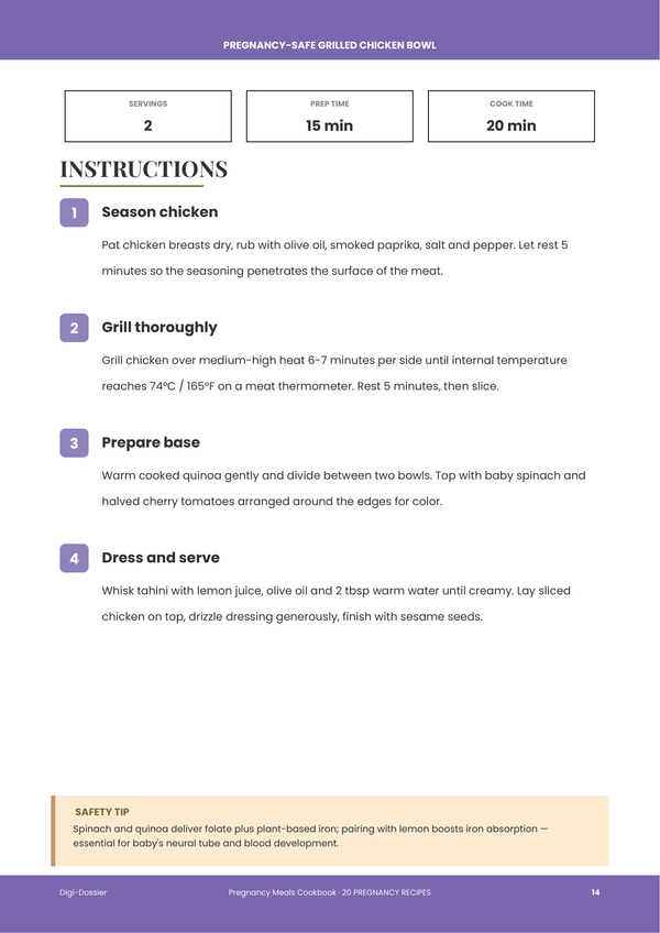 Sample instruction page &mdash; Pregnancy Meals