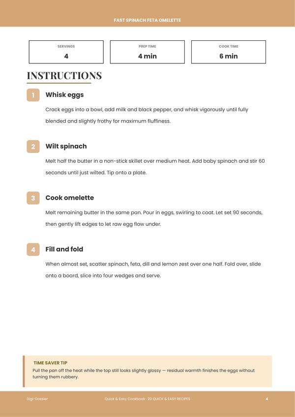 Sample instruction page &mdash; Quick & Easy Cookbook