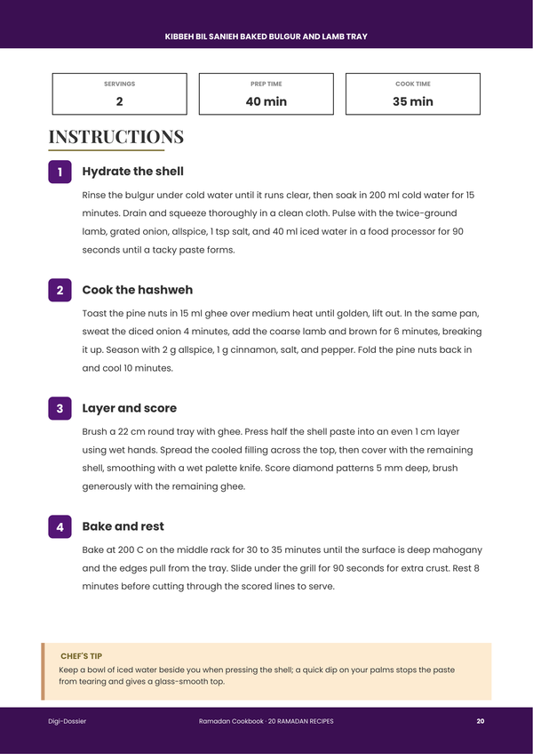 Sample instruction page &mdash; Ramadan Cookbook