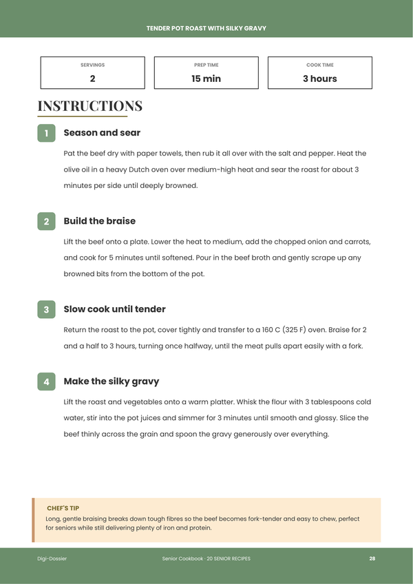 Sample instruction page &mdash; Senior Cookbook