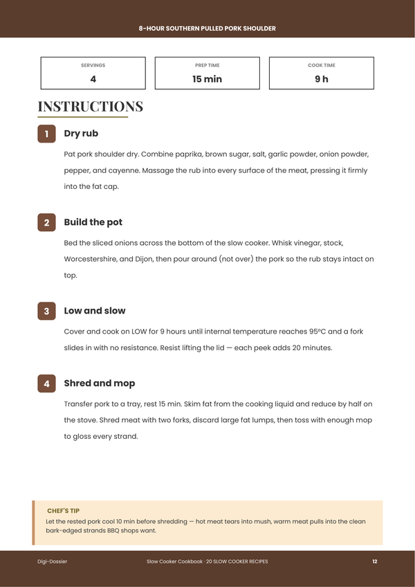 Sample instruction page &mdash; Slow Cooker Cookbook