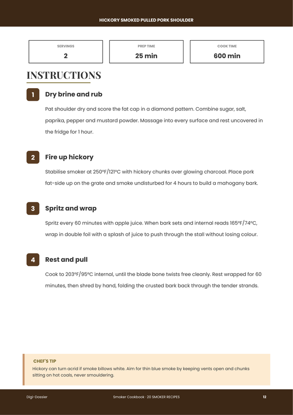 Sample instruction page &mdash; Smoker Cookbook