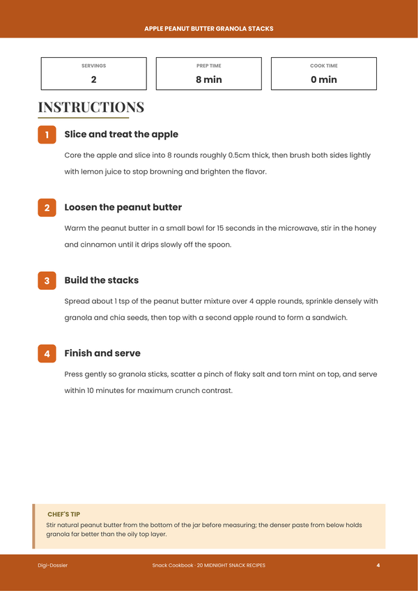 Sample instruction page &mdash; Snack Cookbook