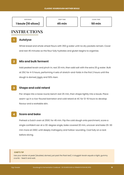 Sample instruction page &mdash; Classic Sourdough Mother Boule (Open-Crumb Country Loaf)