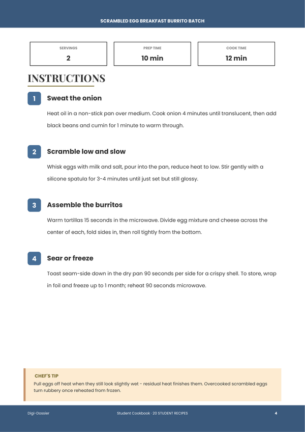 Sample instruction page &mdash; Student Cookbook