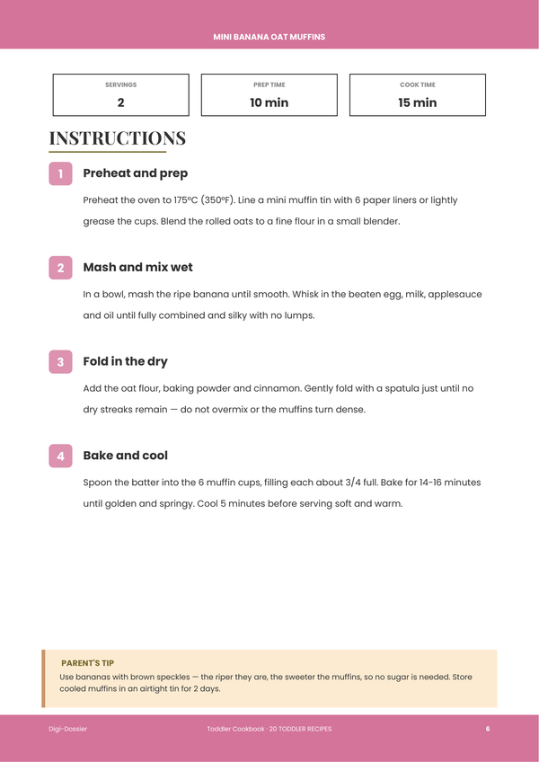 Sample instruction page &mdash; Toddler Cookbook