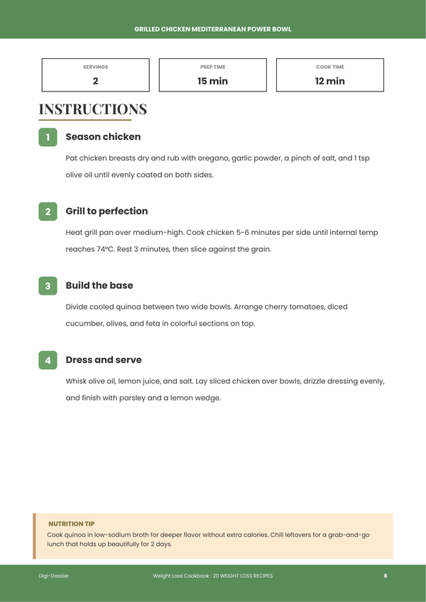 Sample instruction page &mdash; Weight Loss Cookbook