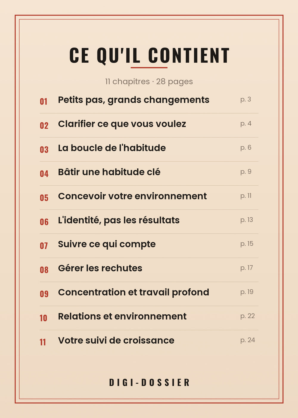 Ce qu'il contient — tous les chapitres
